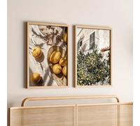CHAOJIART Lot de 2 affiches sur toile représentant des paysages italiens et un jardin de citronniers, style cottagecore moderne, décoration pour chambre ou maison (20 x 35 cm x 2/cadre)