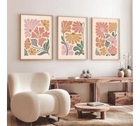 CHAOJIART Lot de 3 affiches d'art floral botanique abstrait bohème - Impression sur toile - Marché aux fleurs - Peinture vintage - Décoration murale minimaliste - 40 x 60 cm x 3 sans cadre