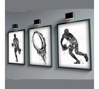 CHAOJIART Lot de 3 peintures sur toile sans cadre - Motif joueur de rugby - Pour homme et garçon - Cadeau pour dortoir - Football américain - 30 x 45 cm