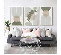 CHAOJIART Nordique Sauge Vert Botanique Affiches Imprime Photos Abstrait Boho Géométrique Mur Art Toile Peinture pour Salon Décor 40x60 cm (19x24in) x3 sans cadre
