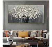 CHAOJIART Peinture à l'huile abstraite avec arbre à fleurs argentées, affiches et impressions nordiques, décoration moderne pour couloir, salon, photos 90x180 cm, sans cadre