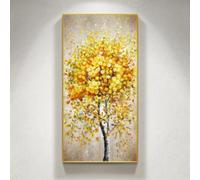 CHAOJIART Peinture abstraite de fleur de marguerite jaune en fleurs, décoration murale de salon moderne, impressions peinture à l'huile sur toile, tableau d'art mural 70x140 cm sans cadre