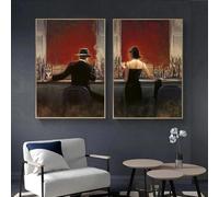 CHAOJIART Peinture sur toile d'art abstrait Les femmes et les hommes aiment boire des affiches de chambre de style moderne dans le mur du bar Décoration murale 50x70cm (20x28in) x2 Sans cadre