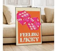 CHAOJIART Peinture sur toile minimaliste avec citations éclectiques rose et orange sur le thème de la dopamine Y2K pour décoration de salon 40 x 60 cm sans cadre