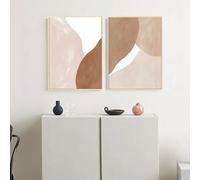 CHAOJIART Peinture sur toile moderne abstraite géométrique beige marron, affiche d'art mural, image pour salon, décoration intérieure, 50 x 70 cm (20 x 28 pouces) x 2, sans cadre