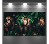 CHAOJIART Peinture sur toile moderne avec animaux de la jungle, singe, gorille, affiches, impressions murales, images d'art, décoration de salon, peinture Cuadros 75 x 150 cm sans cadre