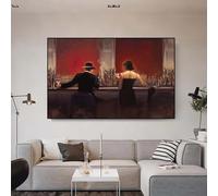 CHAOJIART Peinture sur toile moderne de bar à cigares, figurine femme et homme profitant de la boisson, affiches et impressions, photos, décoration de salon, maison, 80x120 cm, sans cadre