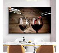 CHAOJIART Peinture sur toile vintage en verre de vin rouge, art mural, affiches et impressions de tonneau de vin, cave à vin pour bar, décoration de salon, 60 x 80 cm, sans cadre