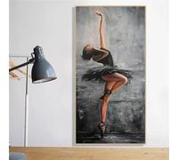CHAOJIART Robe noire fille danse mur Art affiche et impression Portrait femme peinture belle toile ballerine affiche chambre décor photo 50x100 cm sans cadre