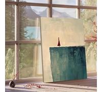 CHAOJIART Silhouette minimaliste de femme en robe rouge sur une falaise, toile murale, impression durable, décoration polyvalente pour chambre à coucher, maison (20x30/sans cadre)