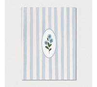 CHAOJIART Tableau mural sur toile à rayures bleu marine et motif floral - Affiche botanique vintage pour la décoration de la chambre, du salon ou du bureau (30 x 50 cm/Toile tendue sur châssis)