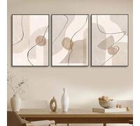 CHAOJIART Toile murale abstraite style bohème beige, affiches et impressions, images géométriques, décoration intérieure de salon moderne, 40 x 60 cm (19 x 24 pouces) x 3, sans cadre