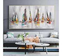 CHAOJIART Une pièce abstraite colorée bateau bateau affiches voilier peinture toile impression mur photo pour salon moderne décor à la maison 50x100 cm (20x39in) sans cadre
