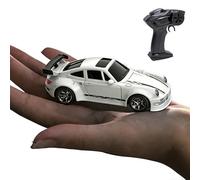 ChaonGhemieux 1/64 4WD RC Mini Desktop Drift Car, 2.4G High Speed Mini Racing Model, Four Wheel Drive with Light, Portable Remote Control Car(White)