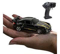 ChaonGhemieux 1/64 4WD RC Mini Desktop Drift Car, 2.4G High Speed Mini Racing Model, Four Wheel Drive with Light, Portable Remote Control Car(Black)