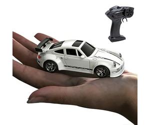 ChaonGhemieux 1/64 4WD RC Mini Desktop Drift Car, 2.4G High Speed Mini Racing Model, Four Wheel Drive with Light, Portable Remote Control Car(White)