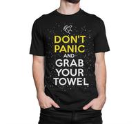 CHAOOFANG Hitchhiker's Guide to The Galaxy Don't Panic T-Shirt