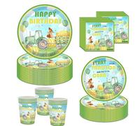 Chaopisz Vaisselle Anniversaire Ferme, 68 PièCes Kit Anniversaire Tracteur - Assiettes, Serviettes, Gobelets, FêTe Decoration Enfant Convient Aux Filles et GarçOns