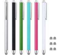 Chaoq stylet tactile, hybride en maille Fibre Conseils stylet (lot de 6, noir, blanc, rose, vert, bleu ciel, Argent) pour tous les écran tactile capacitif téléphone portable, tablette, Kindle Fire + 6 Extra Embouts interchangeables.