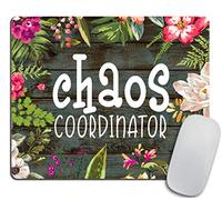 Chaos Coordinator Tapis de souris avec citation de motivation Motif floral Accessoires informatiques Maison Bureau Espace Cubicule Décor Tapis de souris de jeu