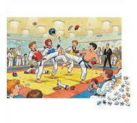 Chaos dans Les Combats de Taekwondo Puzzle en Bois Imperméable Puzzles De 1000 Pièces pour Adultes Impossible Jeux De Stimulants