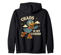Chaos Is My Cardio Funny Roller Duck Graphique rétro Sweat à Capuche
