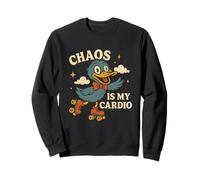 Chaos Is My Cardio Funny Roller Duck Graphique rétro Sweatshirt
