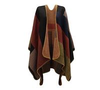 Chaos Theory - Poncho pour femme à carreaux en tricot pour l'hiver en tartan écossais - - Taille Unique