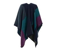 Chaos Theory - Poncho pour femme à carreaux en tricot pour l'hiver en tartan écossais - violet - Taille Unique
