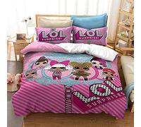 CHAOSE Ensembles De Housse De Couette Surprise Lol Pink Girl - Ensembles De Literie King Size Parfaits avec Taies d'oreiller Et Hiver Anti-acariens Respirant (Rose 05,220x240cm(1.8M/2MBed))