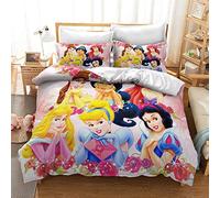 CHAOSE Ensembles Housse De Couette Belle Princesse Fée 200x200cm + 2 Taies d'oreiller 65x65cm Blanc Parure De Lit 2 Personnes (Princesse 03,140x200cm(1.2MBed))
