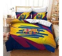 CHAOSE FCB Barcelona Housse De Couette Garçon Adolescent 3 Pièces Ensemble De Literie Bleu Violet Gris Housse De Couette Microfibre Entretien Facile (Style 01,220x240cm(1.8M/2MBed))