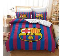 CHAOSE FCB Barcelona Housse De Couette Garçon Adolescent 3 Pièces Ensemble De Literie Bleu Violet Gris Housse De Couette Microfibre Entretien Facile (Style 03,140x200cm(1.2MBed))