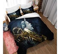 CHAOSE-FRB 2/3 Pièces Basketball Stephen Curry Housse De Couette avec Ensemble De Literie à Glissière Microfibre Polyester, 200 Fils (Style 01,220x240cm(1.8M/2MBed))