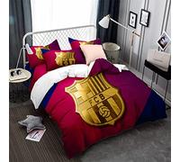 CHAOSE-FRB Ensemble De Courtepointe en Microfibre De L'équipe De Football FC Barcelona avec Housse De Couette Et Taies d'oreiller à Fermeture éclair (50x75cm) (modèle 04,220x240cm(1.8M/2MBed))