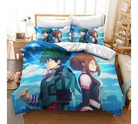 CHAOSE-FRB Ensemble De Courtepointe en Microfibre My Hero Academia avec Fermeture à Glissière Literie Housse De Couette Et Taies d'oreiller (50x75cm) Facile d'entretien Doux (C,220x240cm(1.8M/2MBed))