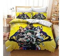 CHAOSE-FRB Ensemble De Courtepointe en Microfibre My Hero Academia avec Fermeture à Glissière Literie Housse De Couette Et Taies d'oreiller (50x75cm) Facile d'entretien Doux (D,220x240cm(1.8M/2MBed))