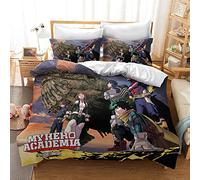 CHAOSE-FRB Ensemble De Courtepointe en Microfibre My Hero Academia avec Fermeture à Glissière Literie Housse De Couette Et Taies d'oreiller (50x75cm) Facile d'entretien Doux (E,140x200cm(1.2MBed))