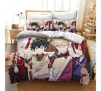 CHAOSE-FRB Ensemble De Courtepointe en Microfibre My Hero Academia avec Fermeture à Glissière Literie Housse De Couette Et Taies d'oreiller (50x75cm) Facile d'entretien Doux (B,220x240cm(1.8M/2MBed))