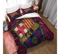 CHAOSE-FRB Ensemble De Housse De Couette Cartoon Football Team FC Barcelona pour Enfants Filles, Literie Textile (Modèle 01, 220x240cm (1.8M/2M Bed))