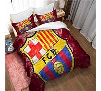 CHAOSE-FRB Ensemble De Literie 3 Pièces 120 Fils Équipe De Football FC Barcelona Housse De Couette Automne Hiver Microfibre 2 Taie d'oreiller (modèle 06,220x240cm(1.8M/2MBed))