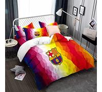 CHAOSE-FRB Ensemble De Literie 3 Pièces 120 Fils Équipe De Football FC Barcelona Housse De Couette Automne Hiver Microfibre 2 Taie d'oreiller (modèle 04,140x200cm(1.2MBed))