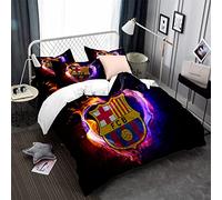 CHAOSE-FRB Équipe De Football FC Barcelona Housse De Couette Cadeau Unique Ensemble De Literie De Noël sans Rides Poids Léger Durable + 2 Taie d'oreiller (modèle 02,140x200cm(1.2MBed))