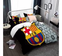 CHAOSE-FRB Équipe De Football FC Barcelona Housse De Couette Cadeau Unique Ensemble De Literie De Noël sans Rides Poids Léger Durable + 2 Taie d'oreiller (modèle 01,140x200cm(1.2MBed))