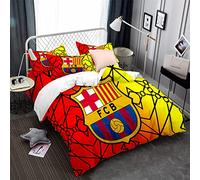 CHAOSE-FRB Équipe De Football FC Barcelona Housse De Couette Cadeau Unique Ensemble De Literie De Noël sans Rides Poids Léger Durable + 2 Taie d'oreiller (modèle 05,140x200cm(1.2MBed))