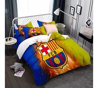 CHAOSE-FRB Équipe De Football FC Barcelona Housse De Couette Cadeau Unique Ensemble De Literie De Noël sans Rides Poids Léger Durable + 2 Taie d'oreiller (modèle 03,140x200cm(1.2MBed))