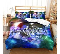 CHAOSE Literie 100x135 Respectueux De La Peau Enfants Kingdom Hearts Housse De Couette Coton Filles Adolescents Literie avec Taie d'oreiller (KH 02,140x200cm(1.2MBed))