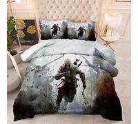 CHAOSEE Parure De Lit pour Adolescents Assassin's Creed, Parure De Lit pour Enfants, Toutes Saisons, Décoration D'intérieur, 1 Couette avec 2 Taies d'oreiller (AC 02,Simple 140cmx200cm)