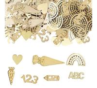 CHAOTEMAI 180 Pièces lot Rentree Décorations en Bois Lettre en Bois ABC 123 Arc-en-Ciel Cœur Crayon Decoration Bapteme Fille Lettre Decorative pour Peinture Interactions Parents-Enfants Garçons Filles