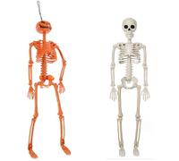 CHAOTEMAI 2 Pièces 40 CM Squelette Halloween Extérieur Articulations Mobiles Halloween Decoration Interieur À Suspendre Squelette Decoration Crane pour Maisons Hantées Cimetières Jardins